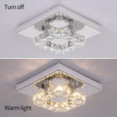 Modern Square K9 Crystal LED Chandelier Flush Mount Ceiling Light